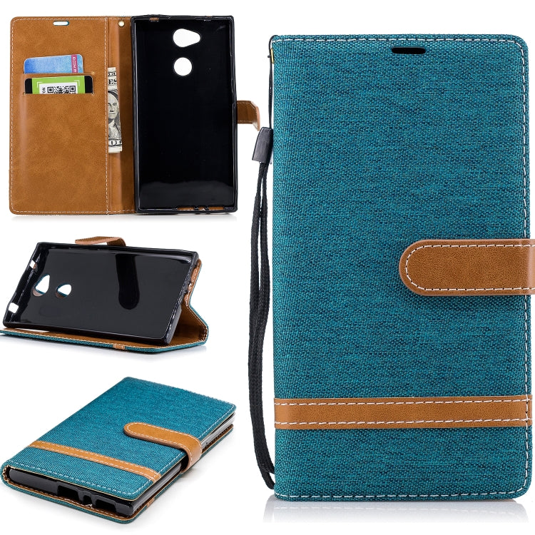 Color Matching Denim Texture Leather Case for Sony Xperia L2, with Holder & Card Slots & Wallet & Lanyard