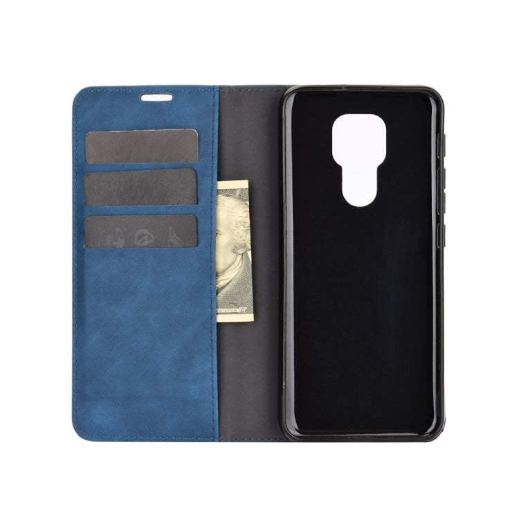 For Motorola Moto G9 / G9 Play Retro-skin Business Magnetic Suction Leather Case with Holder & Card Slots & Wallet
