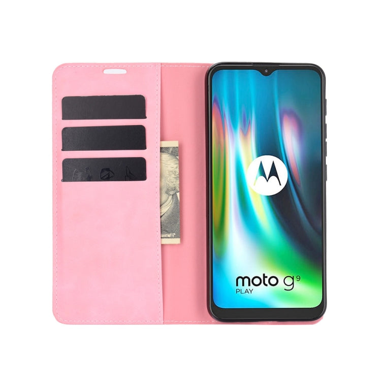For Motorola Moto G9 / G9 Play Retro-skin Business Magnetic Suction Leather Case with Holder & Card Slots & Wallet
