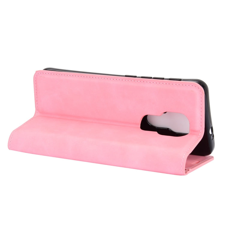 For Motorola Moto G9 / G9 Play Retro-skin Business Magnetic Suction Leather Case with Holder & Card Slots & Wallet