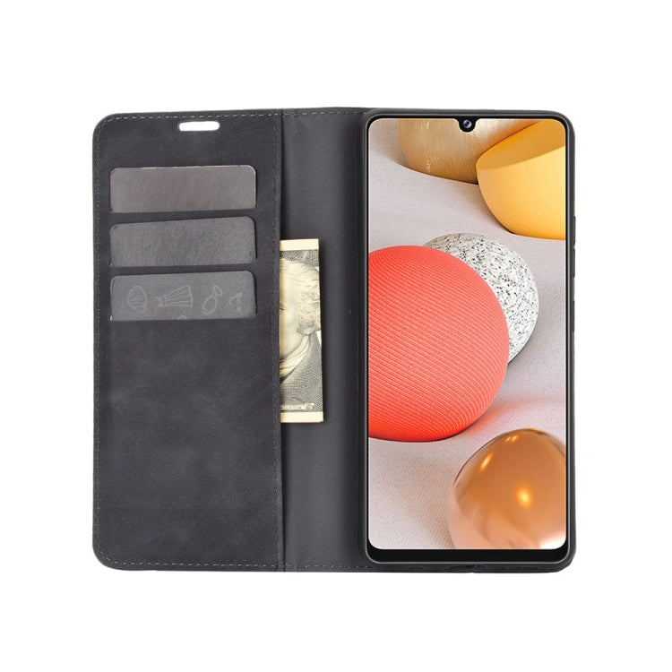 For Samsung Galaxy A42 5G Retro-skin Business Magnetic Suction Leather Case with Holder & Card Slots & Wallet