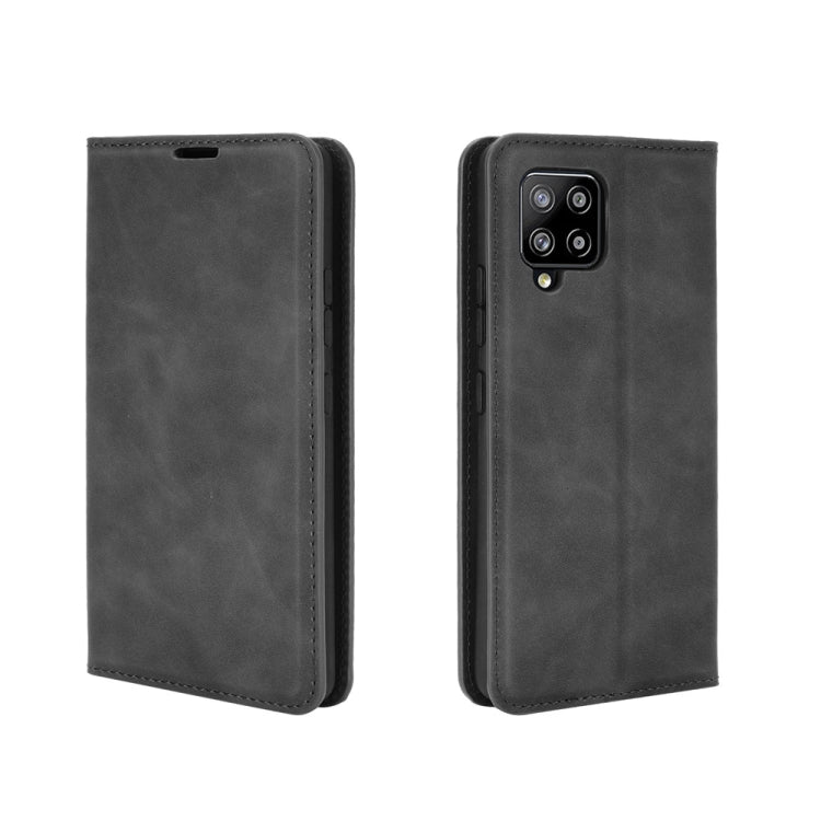 For Samsung Galaxy A42 5G Retro-skin Business Magnetic Suction Leather Case with Holder & Card Slots & Wallet