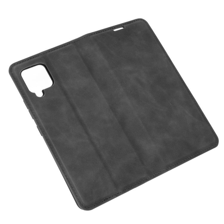 For Samsung Galaxy A42 5G Retro-skin Business Magnetic Suction Leather Case with Holder & Card Slots & Wallet