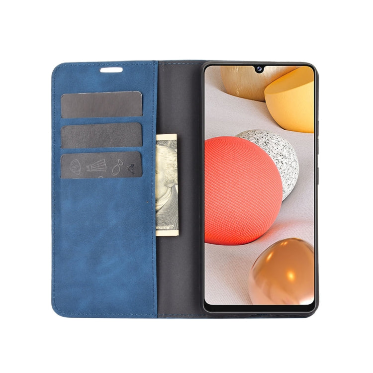 For Samsung Galaxy A42 5G Retro-skin Business Magnetic Suction Leather Case with Holder & Card Slots & Wallet