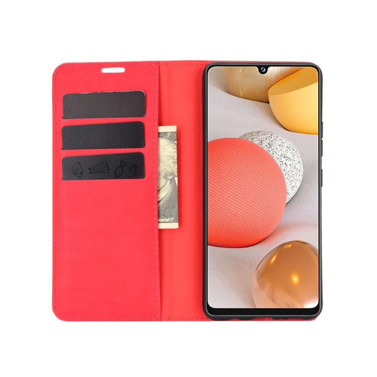 For Samsung Galaxy A42 5G Retro-skin Business Magnetic Suction Leather Case with Holder & Card Slots & Wallet