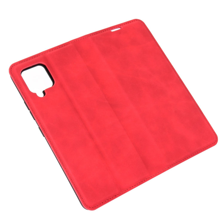 For Samsung Galaxy A42 5G Retro-skin Business Magnetic Suction Leather Case with Holder & Card Slots & Wallet