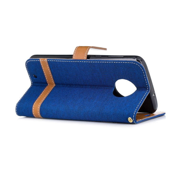Color Matching Denim Texture Leather Case for Motorola G6 , with Holder & Card Slots & Wallet & Lanyard