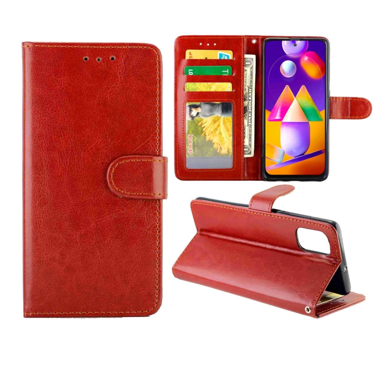 For Samsung Galaxy M31S Crazy Horse Texture Leather Horizontal Flip Protective Case with Holder & Card Slots & Wallet & Photo Frame