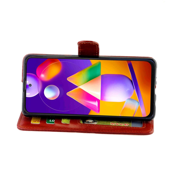 For Samsung Galaxy M31S Crazy Horse Texture Leather Horizontal Flip Protective Case with Holder & Card Slots & Wallet & Photo Frame