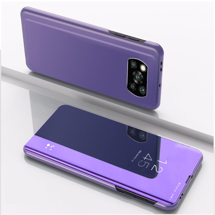 For Xiaomi Poco X3 NFC Plated Mirror Horizontal Flip Leather Case with Holder