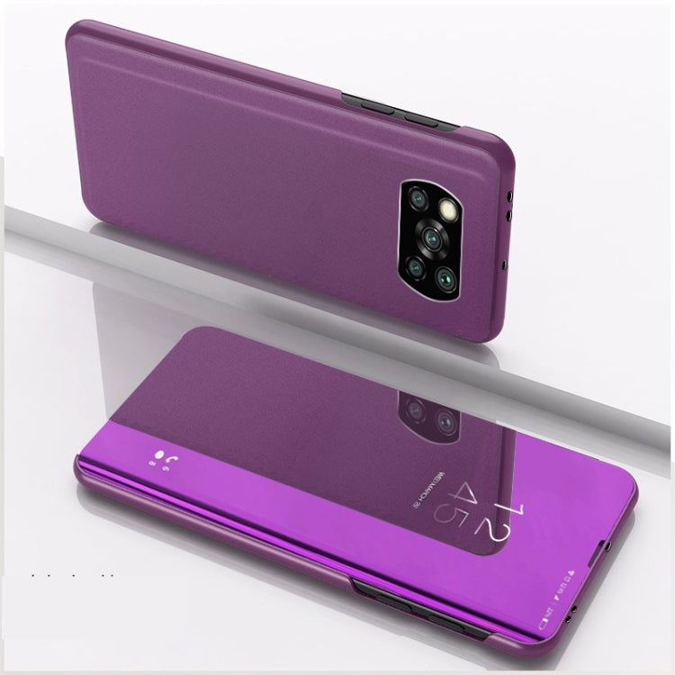 For Xiaomi Poco X3 NFC Plated Mirror Horizontal Flip Leather Case with Holder