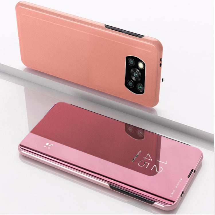 For Xiaomi Poco X3 NFC Plated Mirror Horizontal Flip Leather Case with Holder