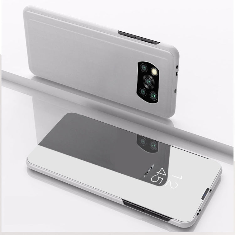 For Xiaomi Poco X3 NFC Plated Mirror Horizontal Flip Leather Case with Holder