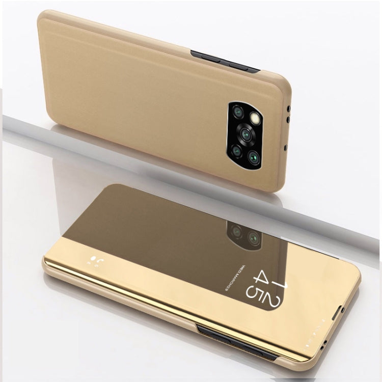 For Xiaomi Poco X3 NFC Plated Mirror Horizontal Flip Leather Case with Holder