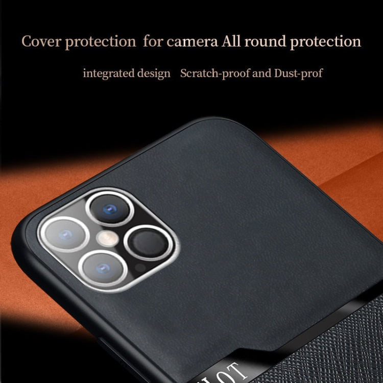 For iPhone 12 Pro Max Skin-Friendly Frosted Leather + TPU All-Inclusive Phone Case with Metal Iron Sheet