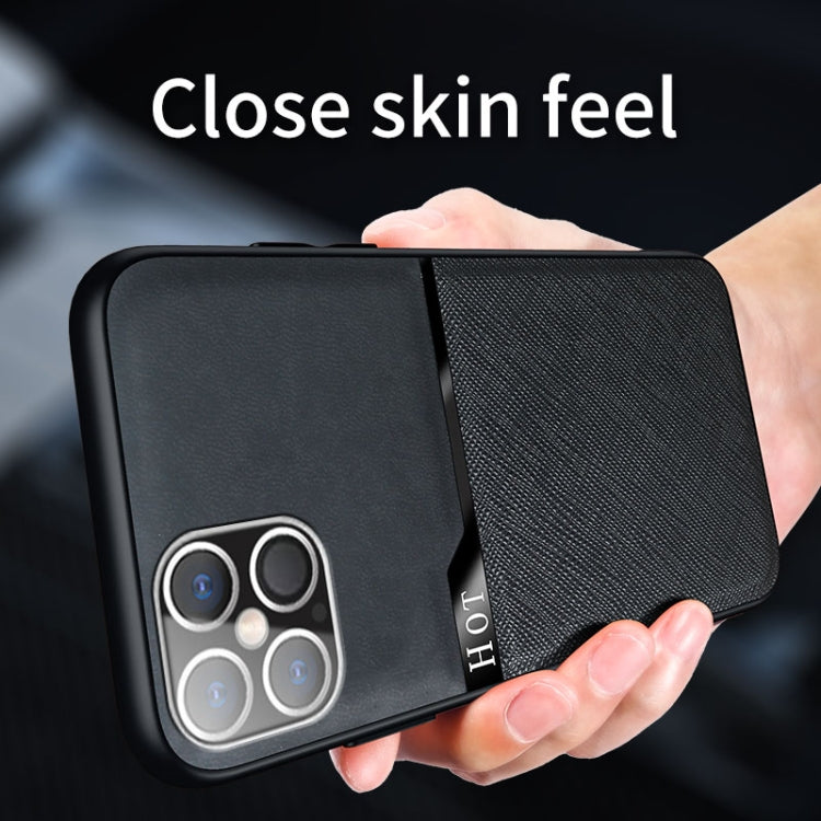 For iPhone 12 Pro Max Skin-Friendly Frosted Leather + TPU All-Inclusive Phone Case with Metal Iron Sheet