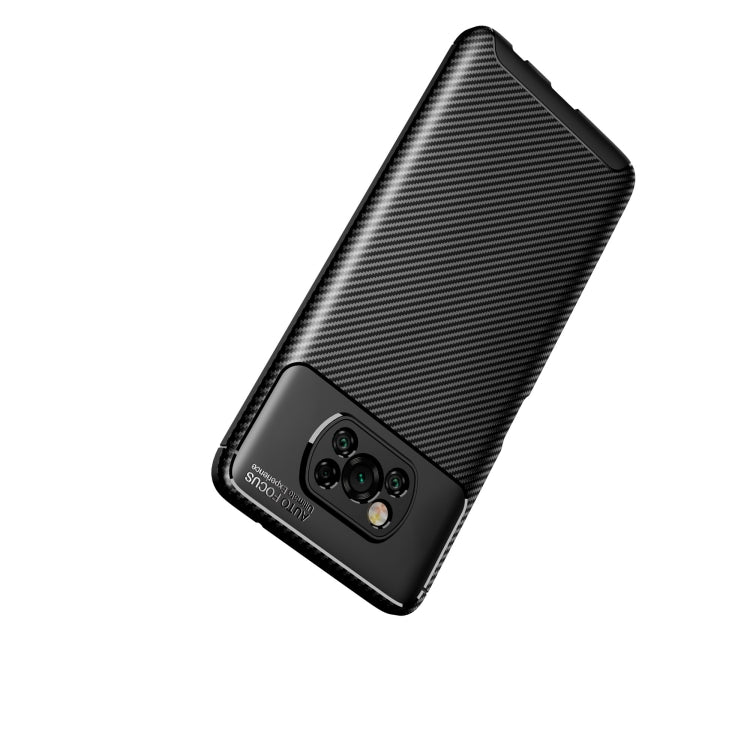 For Xiaomi POCO X3 Carbon Fiber Texture Shockproof TPU Case(Brown)