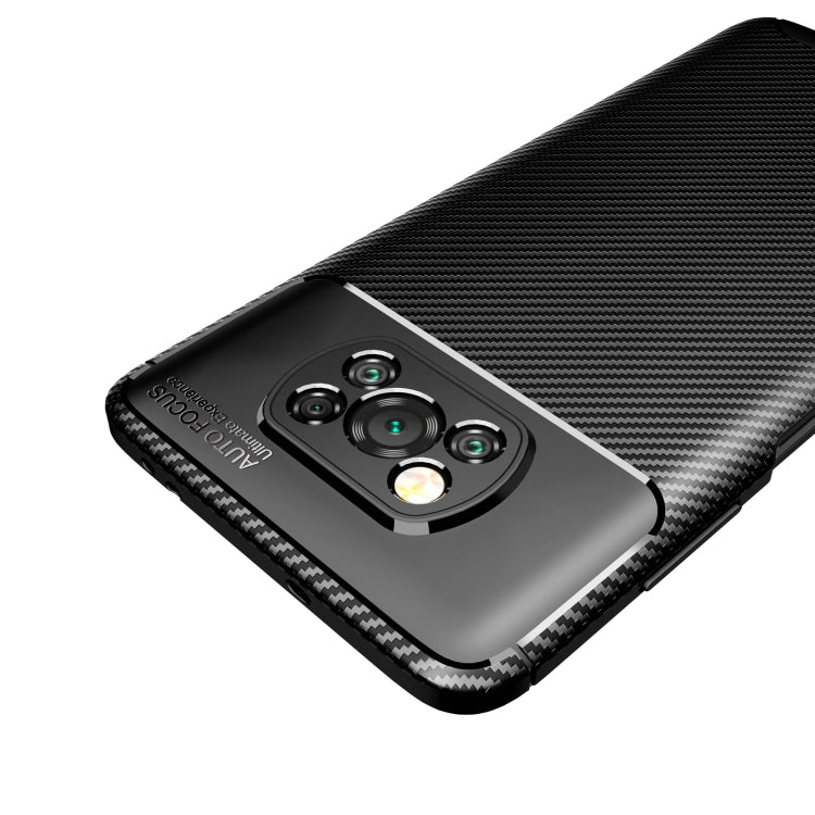 For Xiaomi POCO X3 Carbon Fiber Texture Shockproof TPU Case(Brown)