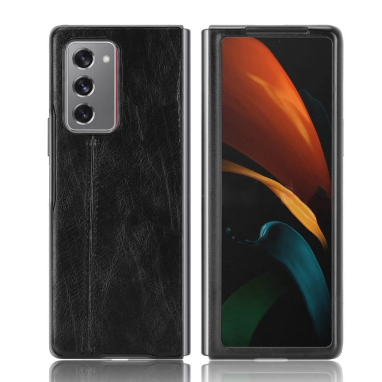 For Samsung Galaxy Z Fold2 / Z Fold2 5G Shockproof Sewing Cow Pattern Skin PC + PU + TPU Case