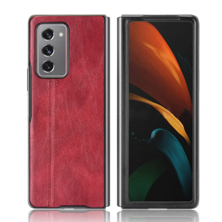 For Samsung Galaxy Z Fold2 / Z Fold2 5G Shockproof Sewing Cow Pattern Skin PC + PU + TPU Case