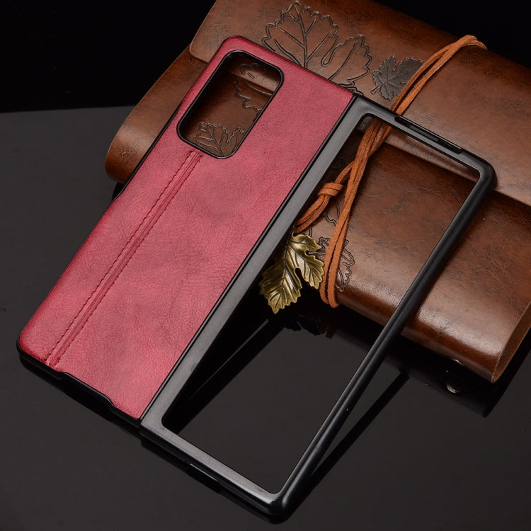 For Samsung Galaxy Z Fold2 / Z Fold2 5G Shockproof Sewing Cow Pattern Skin PC + PU + TPU Case
