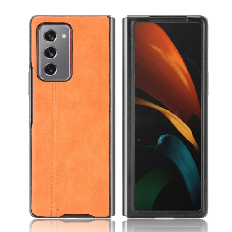 For Samsung Galaxy Z Fold2 / Z Fold2 5G Shockproof Sewing Cow Pattern Skin PC + PU + TPU Case