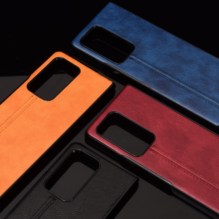 For Samsung Galaxy Z Fold2 / Z Fold2 5G Shockproof Sewing Cow Pattern Skin PC + PU + TPU Case