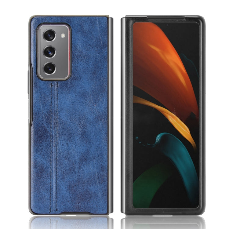 For Samsung Galaxy Z Fold2 / Z Fold2 5G Shockproof Sewing Cow Pattern Skin PC + PU + TPU Case
