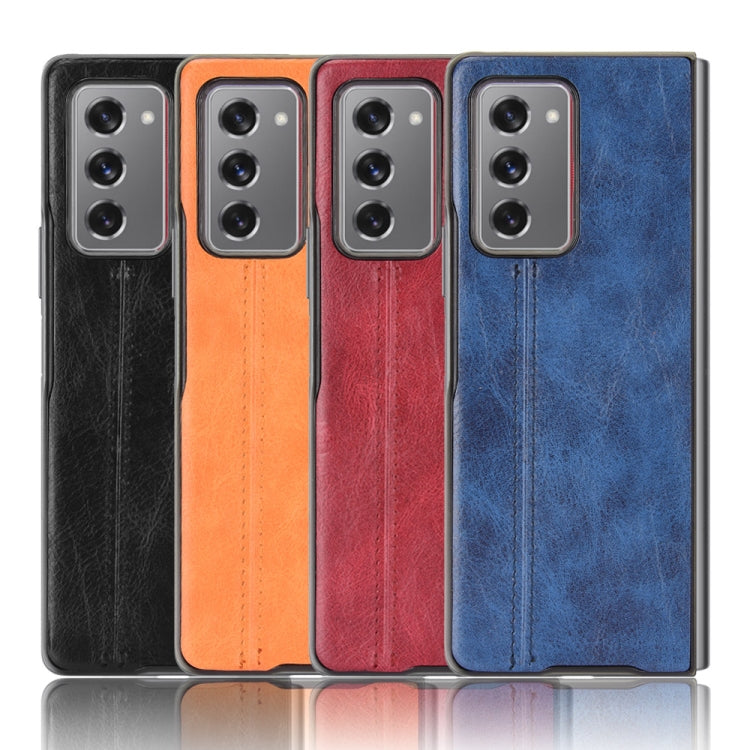 For Samsung Galaxy Z Fold2 / Z Fold2 5G Shockproof Sewing Cow Pattern Skin PC + PU + TPU Case