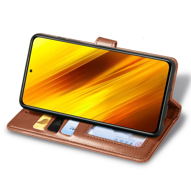 For  Xiaomi Poco X3 NFC Retro Solid Color Leather Buckle Phone Case with Lanyard & Photo Frame & Card Slot & Wallet & Stand Function