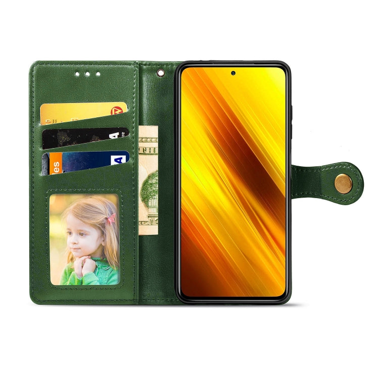For  Xiaomi Poco X3 NFC Retro Solid Color Leather Buckle Phone Case with Lanyard & Photo Frame & Card Slot & Wallet & Stand Function