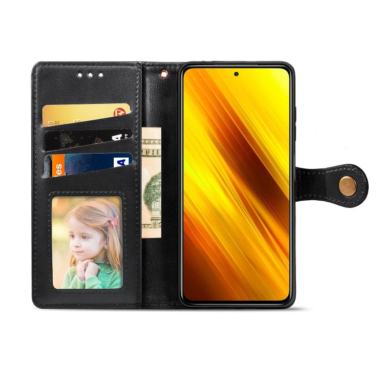 For  Xiaomi Poco X3 NFC Retro Solid Color Leather Buckle Phone Case with Lanyard & Photo Frame & Card Slot & Wallet & Stand Function