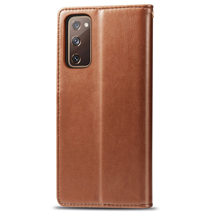 For Galaxy S20 FE(4G/5G) / S20 Lite Retro Solid Color Leather Buckle Phone Case with Lanyard & Photo Frame & Card Slot & Wallet & Stand Function