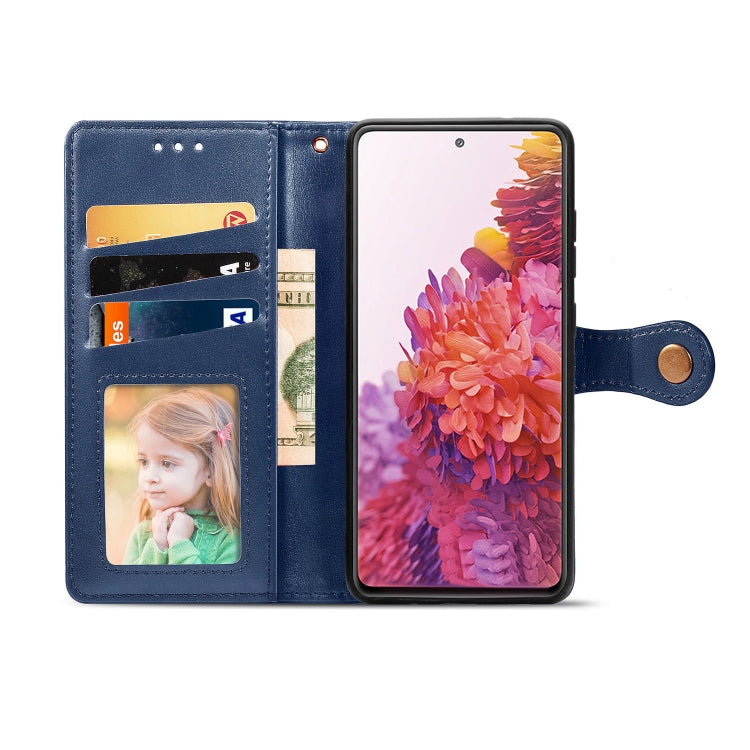 For Galaxy S20 FE(4G/5G) / S20 Lite Retro Solid Color Leather Buckle Phone Case with Lanyard & Photo Frame & Card Slot & Wallet & Stand Function