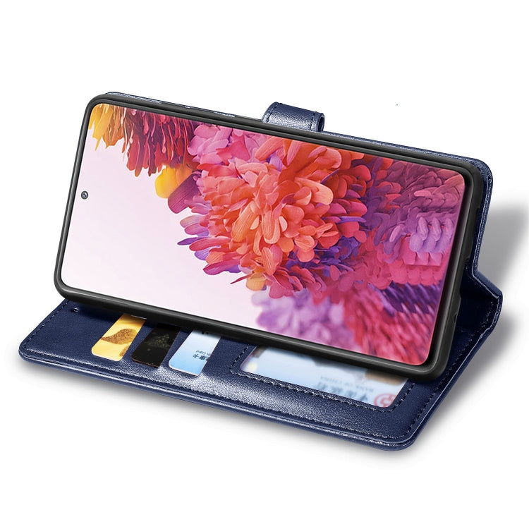 For Galaxy S20 FE(4G/5G) / S20 Lite Retro Solid Color Leather Buckle Phone Case with Lanyard & Photo Frame & Card Slot & Wallet & Stand Function