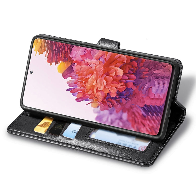 For Galaxy S20 FE(4G/5G) / S20 Lite Retro Solid Color Leather Buckle Phone Case with Lanyard & Photo Frame & Card Slot & Wallet & Stand Function