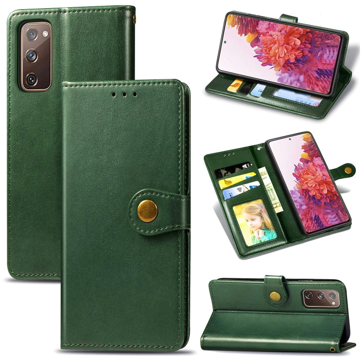 For Galaxy S20 FE(4G/5G) / S20 Lite Retro Solid Color Leather Buckle Phone Case with Lanyard & Photo Frame & Card Slot & Wallet & Stand Function