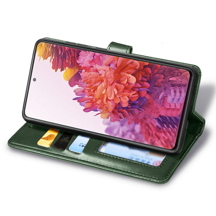 For Galaxy S20 FE(4G/5G) / S20 Lite Retro Solid Color Leather Buckle Phone Case with Lanyard & Photo Frame & Card Slot & Wallet & Stand Function