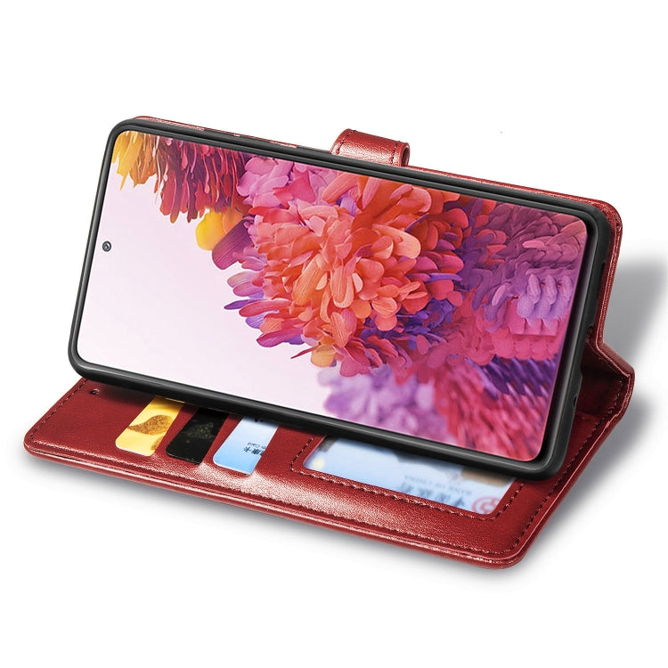 For Galaxy S20 FE(4G/5G) / S20 Lite Retro Solid Color Leather Buckle Phone Case with Lanyard & Photo Frame & Card Slot & Wallet & Stand Function