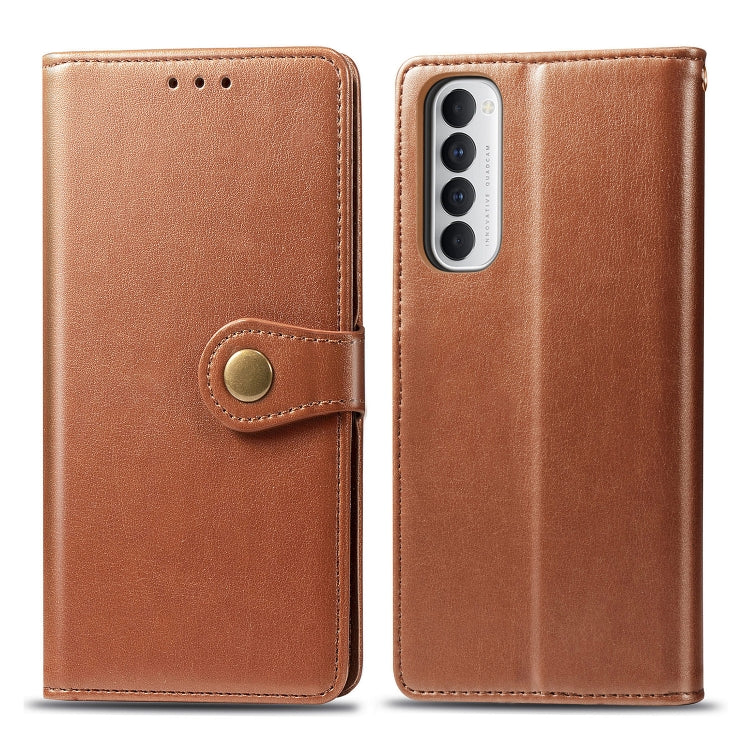 For Oppo Reno4 Pro 4G Retro Solid Color Leather Buckle Phone Case with Lanyard & Photo Frame & Card Slot & Wallet & Stand Function