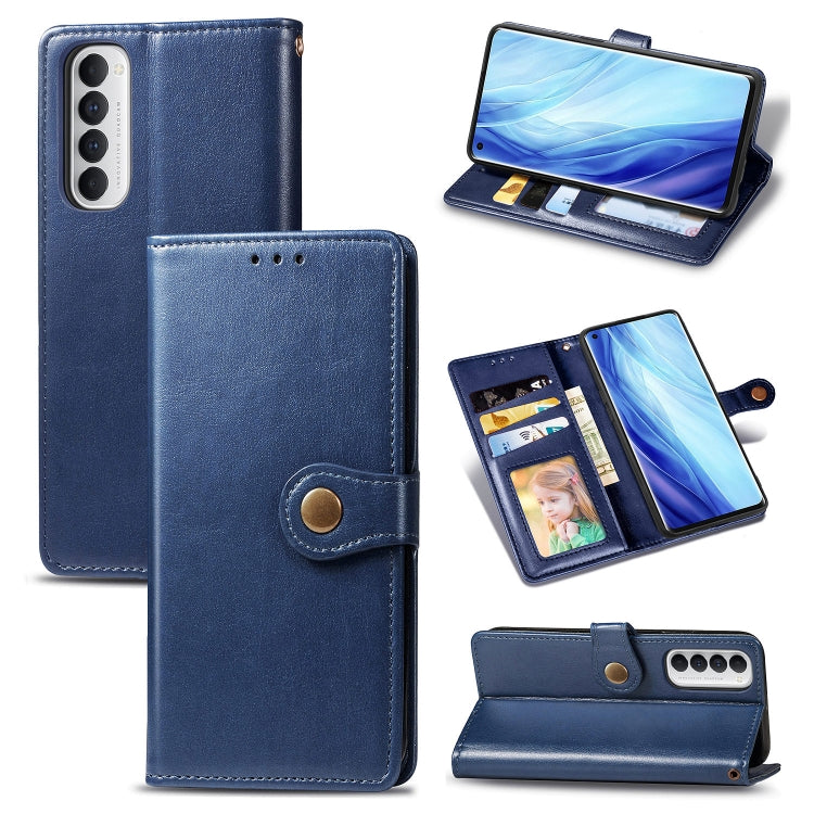 For Oppo Reno4 Pro 4G Retro Solid Color Leather Buckle Phone Case with Lanyard & Photo Frame & Card Slot & Wallet & Stand Function