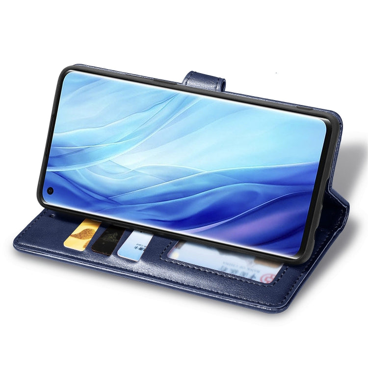 For Oppo Reno4 Pro 4G Retro Solid Color Leather Buckle Phone Case with Lanyard & Photo Frame & Card Slot & Wallet & Stand Function