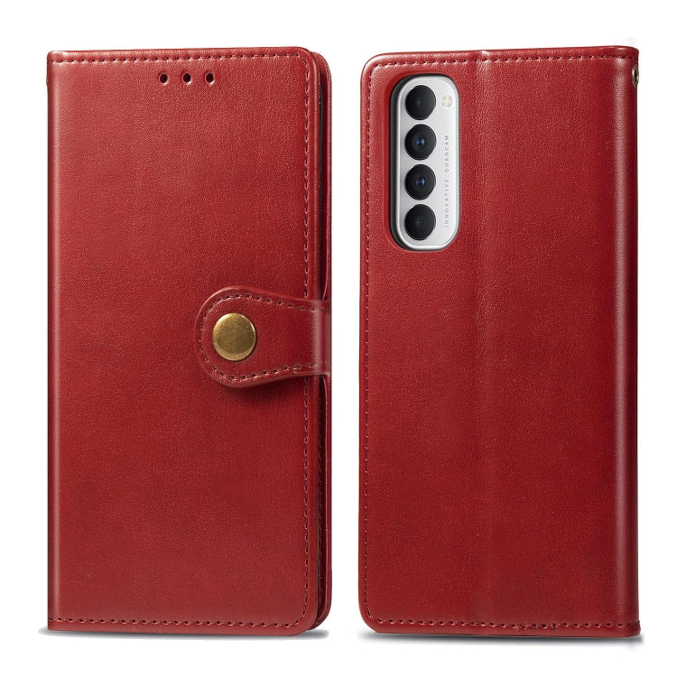 For Oppo Reno4 Pro 4G Retro Solid Color Leather Buckle Phone Case with Lanyard & Photo Frame & Card Slot & Wallet & Stand Function