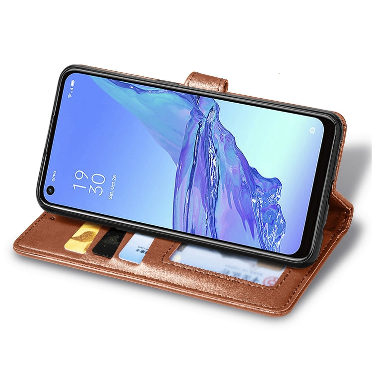 For Oppo A53 2020 Retro Solid Color Leather Buckle Phone Case with Lanyard & Photo Frame & Card Slot & Wallet & Stand Function