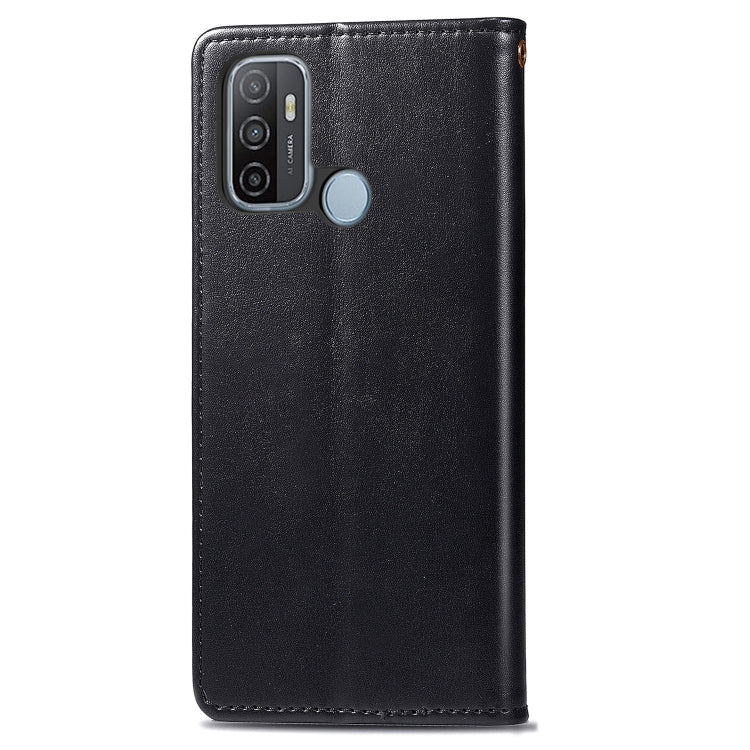 For Oppo A53 2020 Retro Solid Color Leather Buckle Phone Case with Lanyard & Photo Frame & Card Slot & Wallet & Stand Function