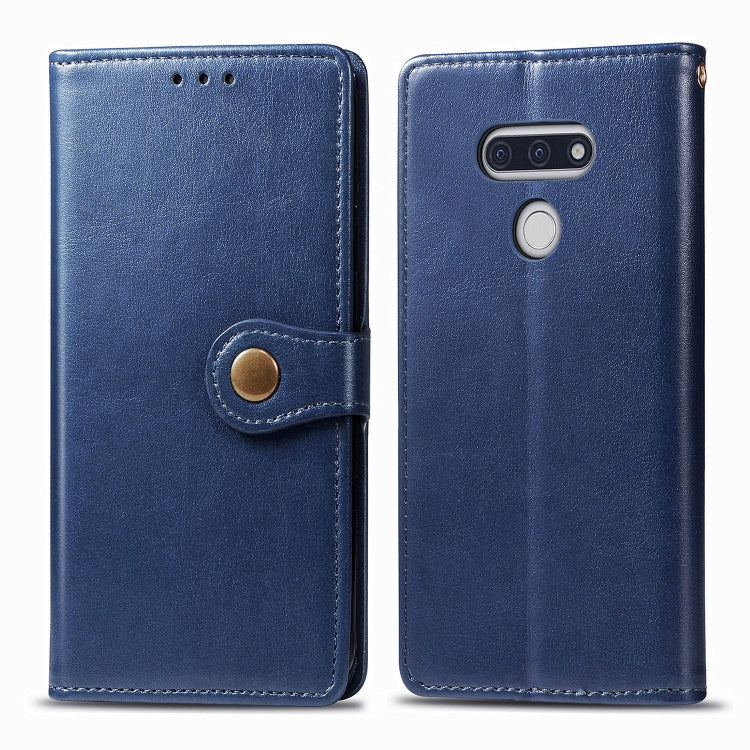 For LG Style3 L-41A Retro Solid Color Leather Buckle Phone Case with Lanyard & Photo Frame & Card Slot & Wallet & Stand Function