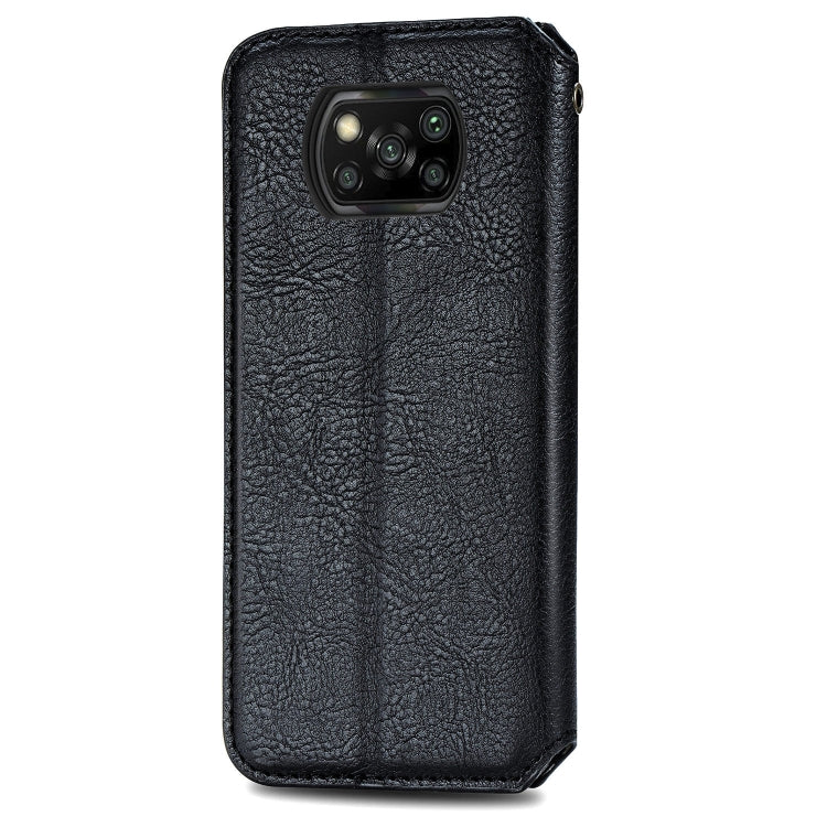 For Xiaomi Poco X3 NFC Cubic Grid Pressed Horizontal Flip Magnetic PU Leather Case with Holder & Card Slots & Wallet