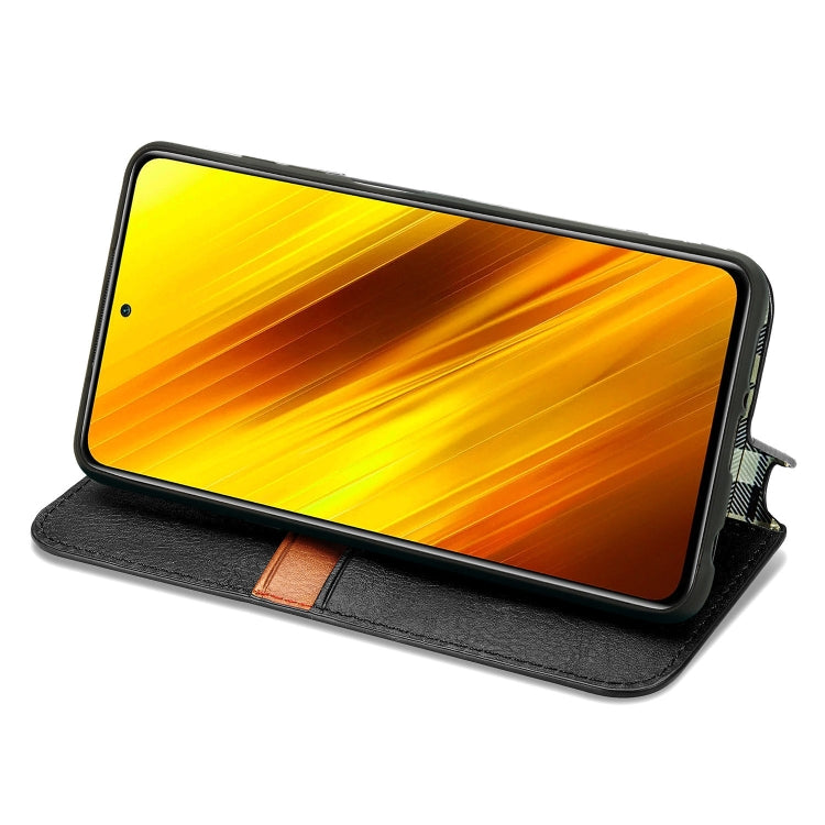For Xiaomi Poco X3 NFC Cubic Grid Pressed Horizontal Flip Magnetic PU Leather Case with Holder & Card Slots & Wallet