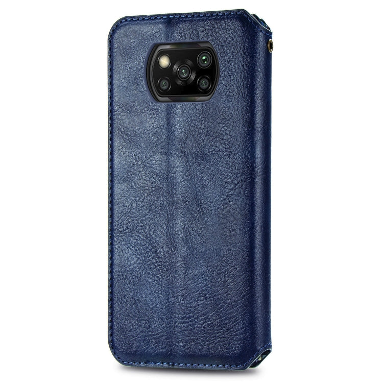 For Xiaomi Poco X3 NFC Cubic Grid Pressed Horizontal Flip Magnetic PU Leather Case with Holder & Card Slots & Wallet