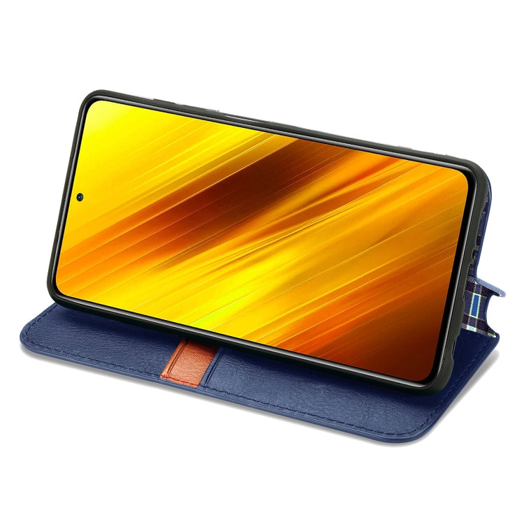 For Xiaomi Poco X3 NFC Cubic Grid Pressed Horizontal Flip Magnetic PU Leather Case with Holder & Card Slots & Wallet